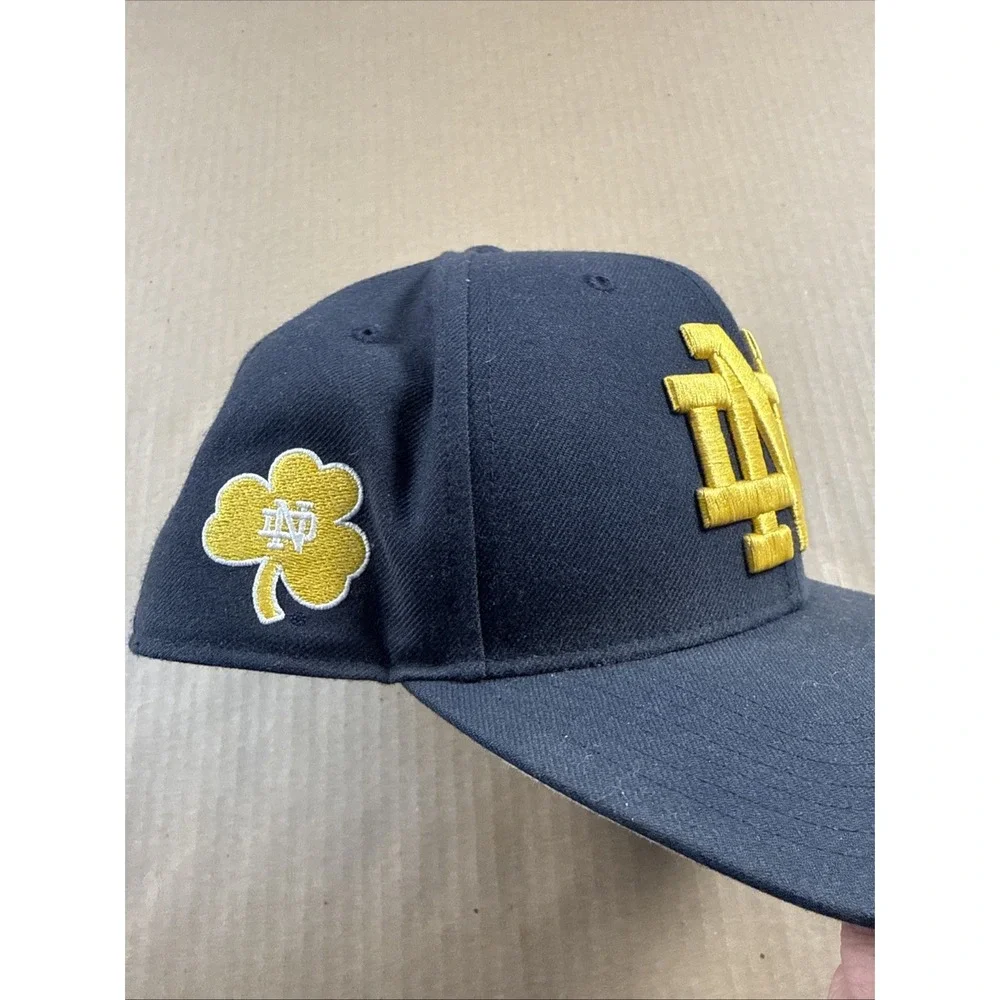 '47 Brand Notre Dame Fighting Irish Snap Back Hat Adjustable Cap Navy W/Clover